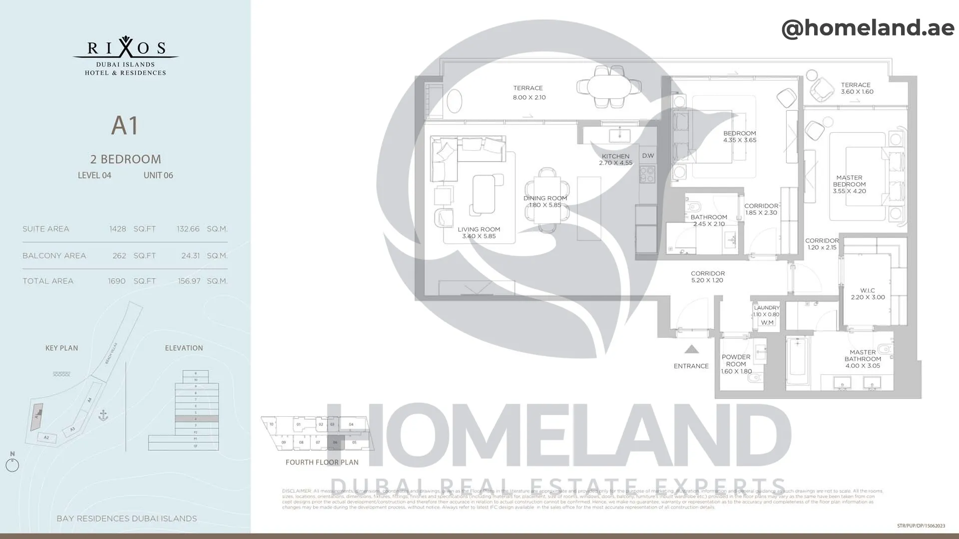 Rixos, A1, 2 BR, Level 4, Unit 06, 1690 SQFT