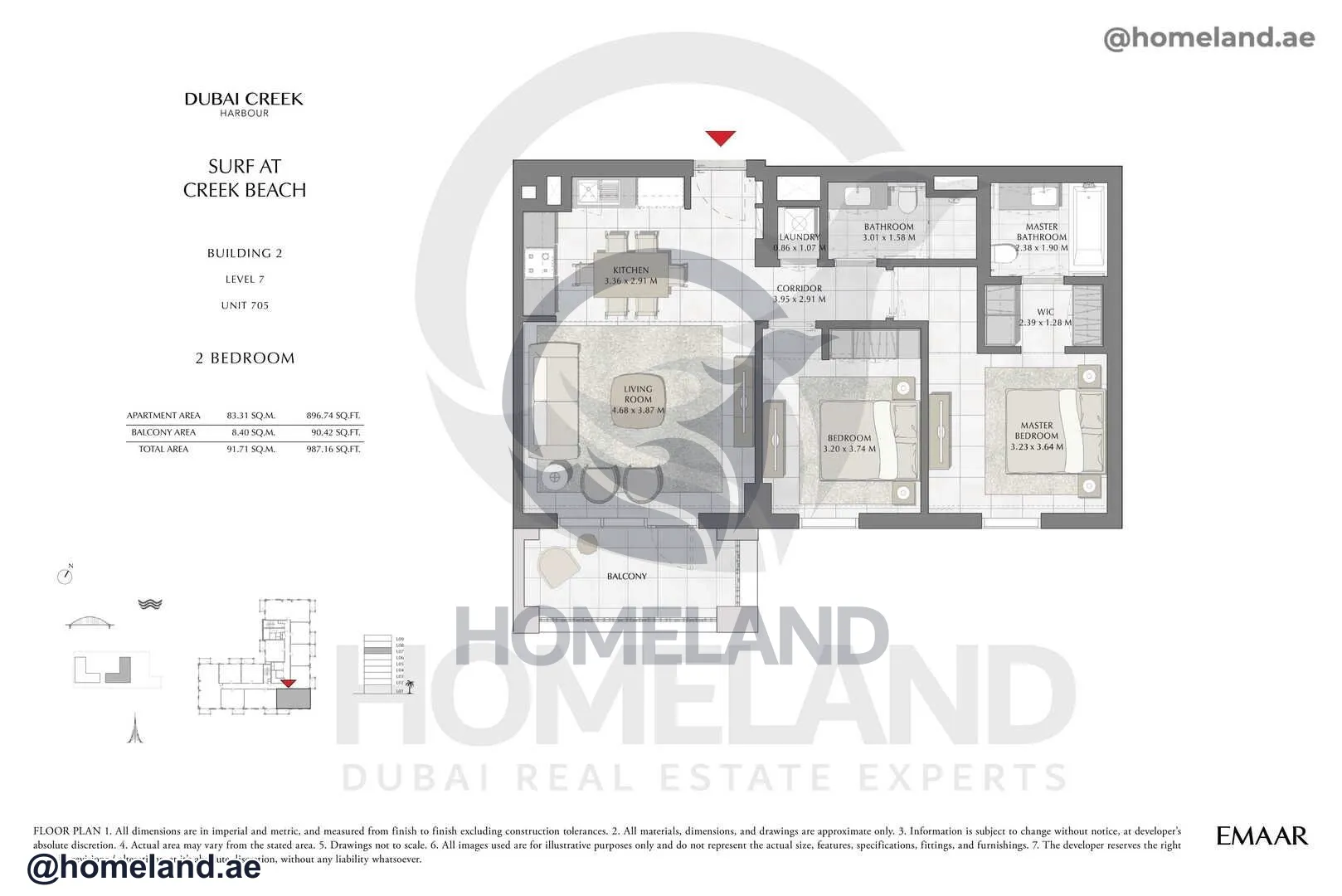 Surf, Building 2, Level 7, Unit 705, 2 BR, 987 SQFT