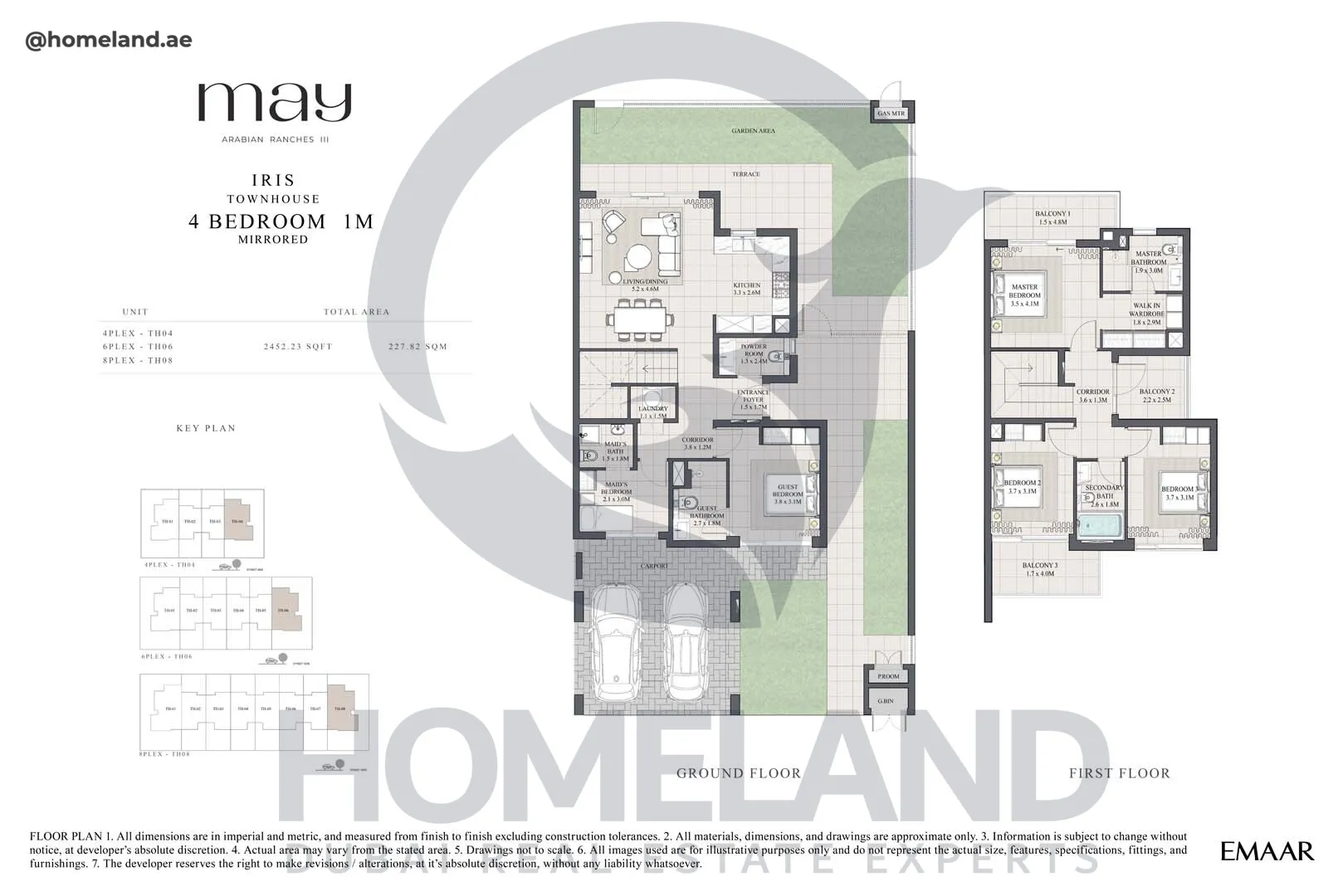 May, Iris, Townhouse, 4BR 1M, Unit 4PLEX -TH04 - 6PLEX TH06 - 8PLEX TH08, 2452 SQFT