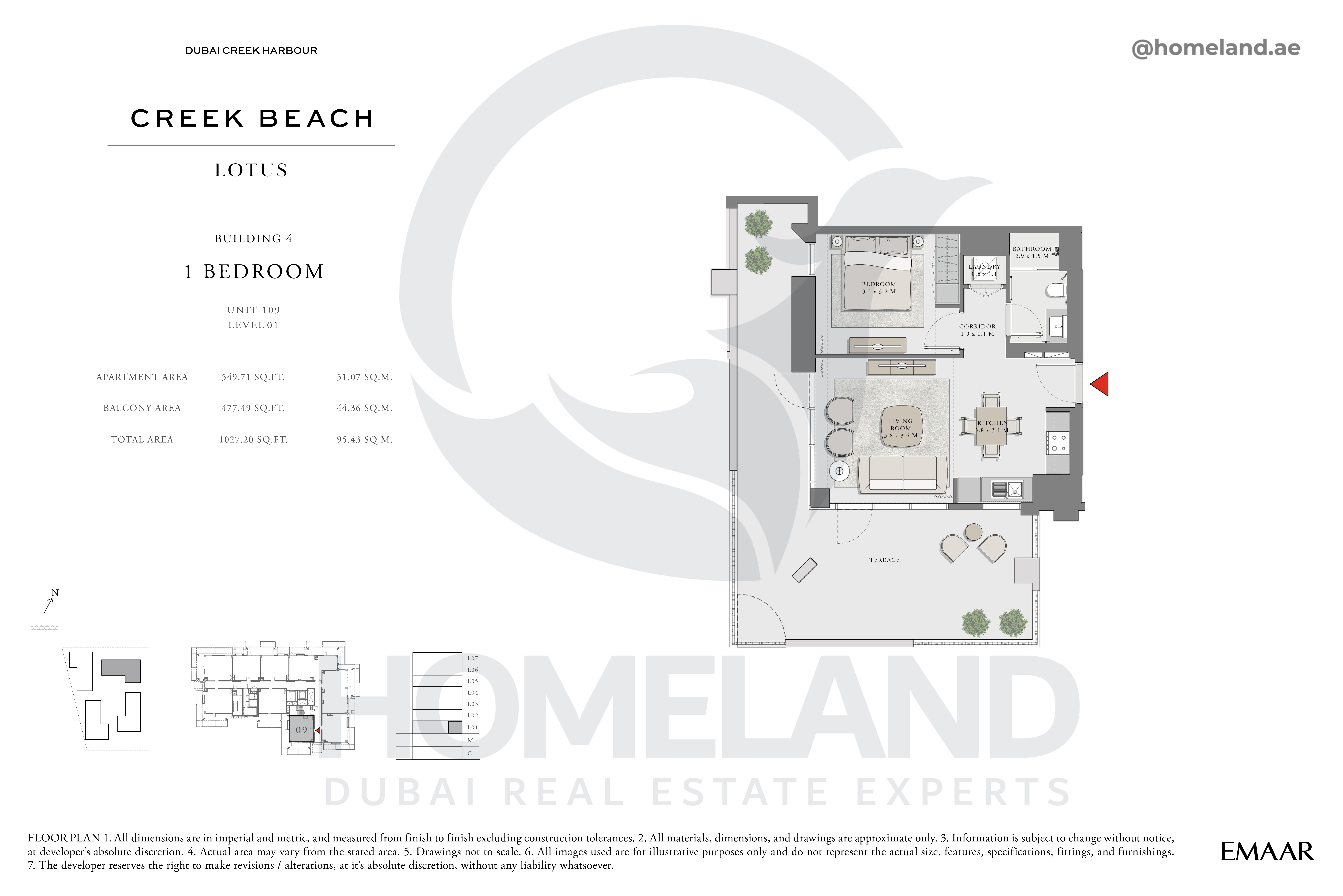 Lotus, 1 BR, Unit 109, Level 1, 1027 SQFT