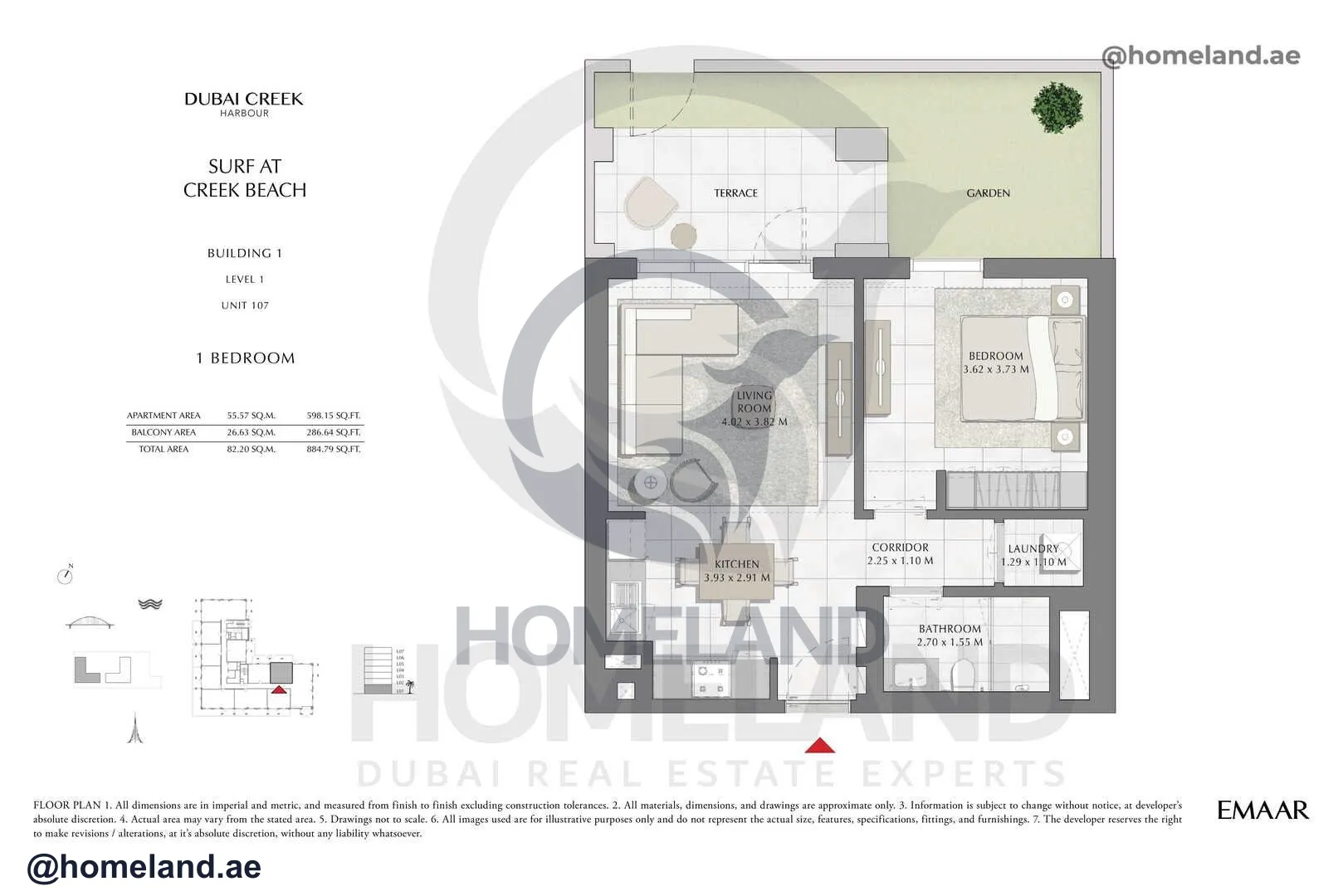 Surf, Building 1, Level 1, Unit 107, 1 BR, 884 SQFT