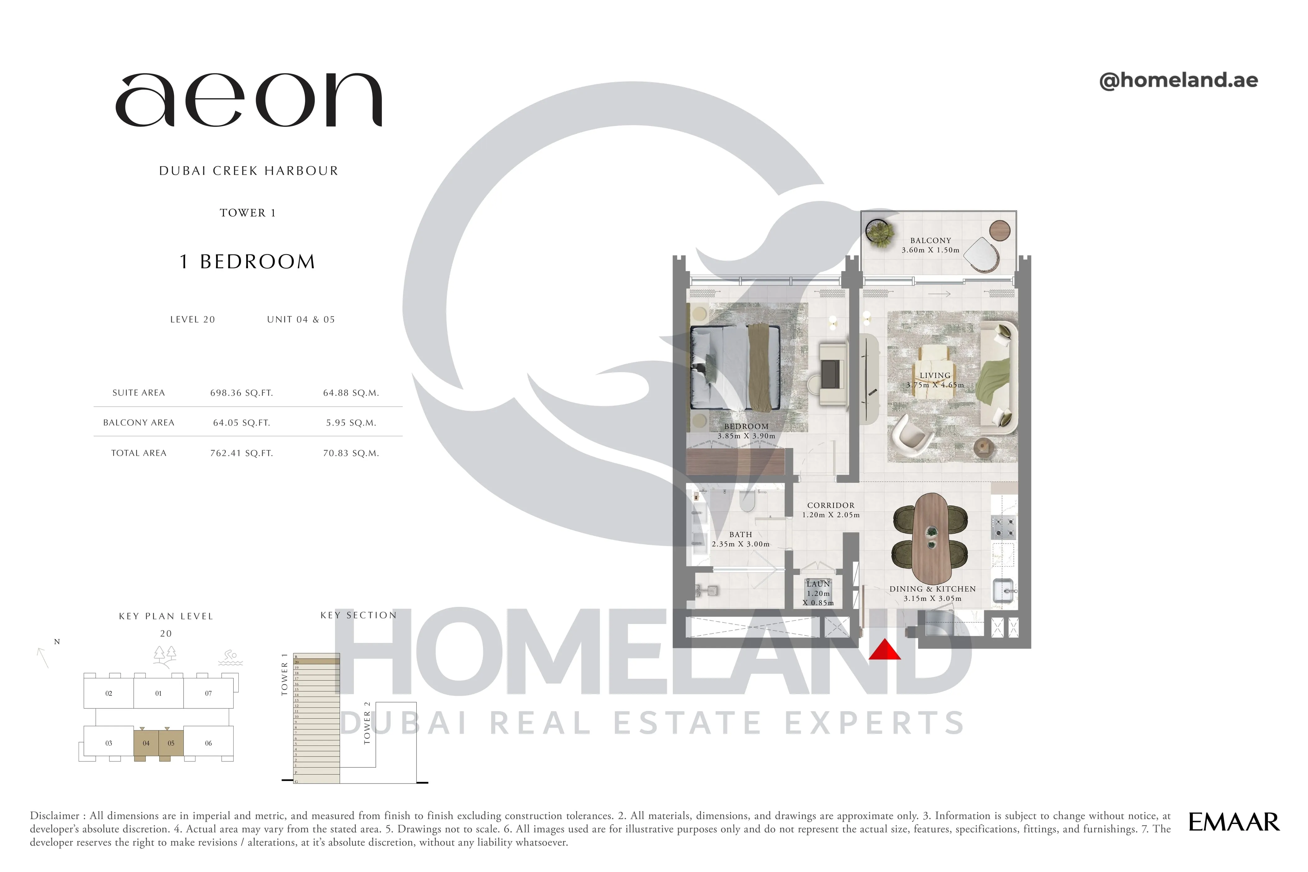 Aeon, Tower 1, 1 BR, Level 20, Unit 04-05, 762 SQFT