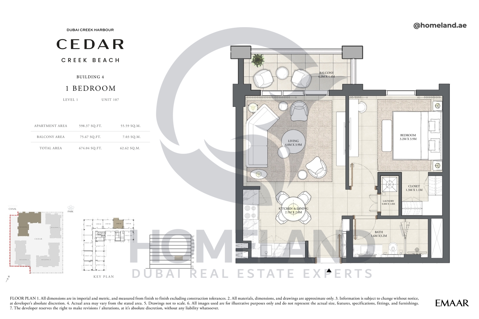 Cedar, Building 4, 1 BR, Level 1, Unit 107, 674 SQFT