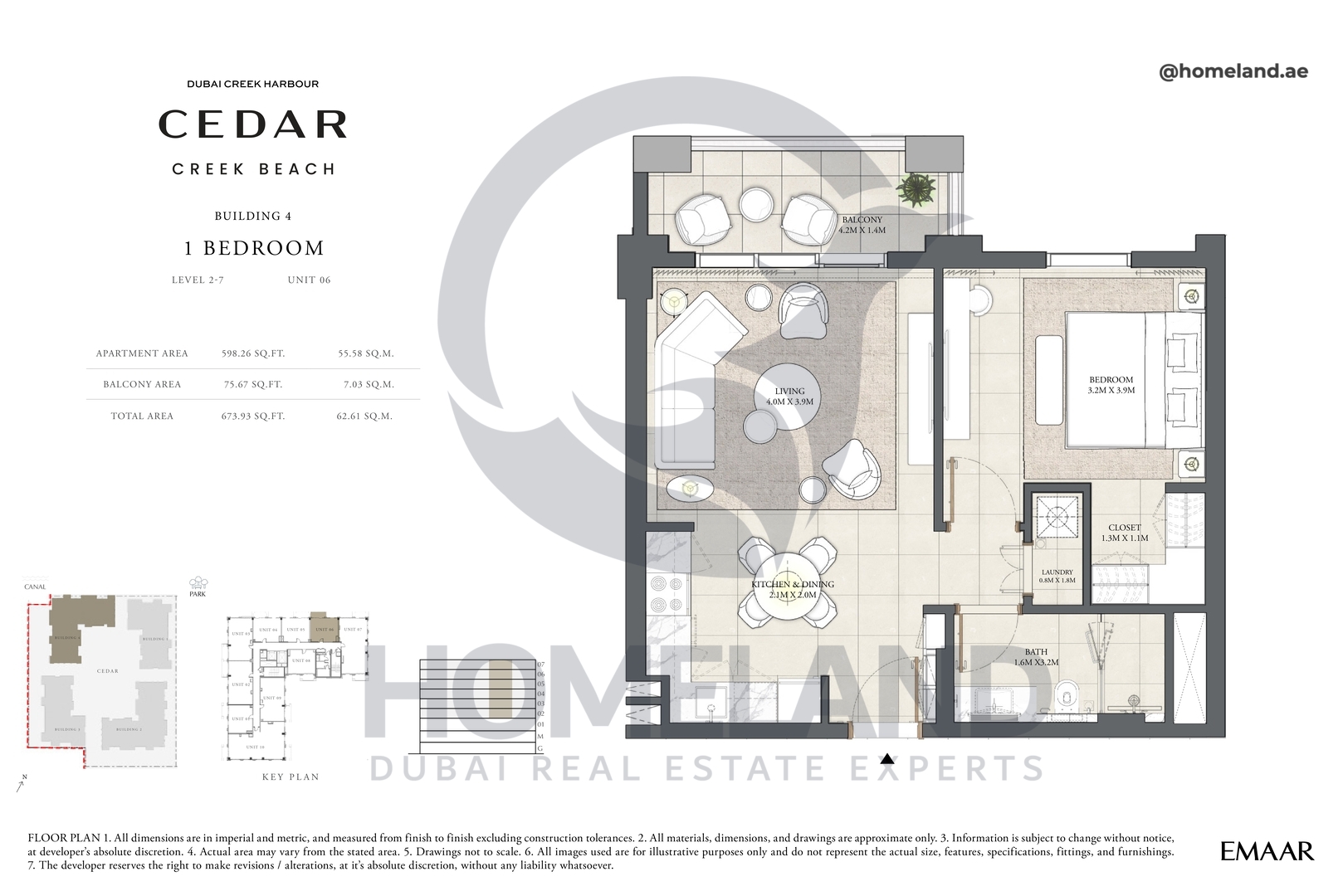 Cedar, Building 4, 1 BR, Level 2-7, Unit 06, 673 SQFT
