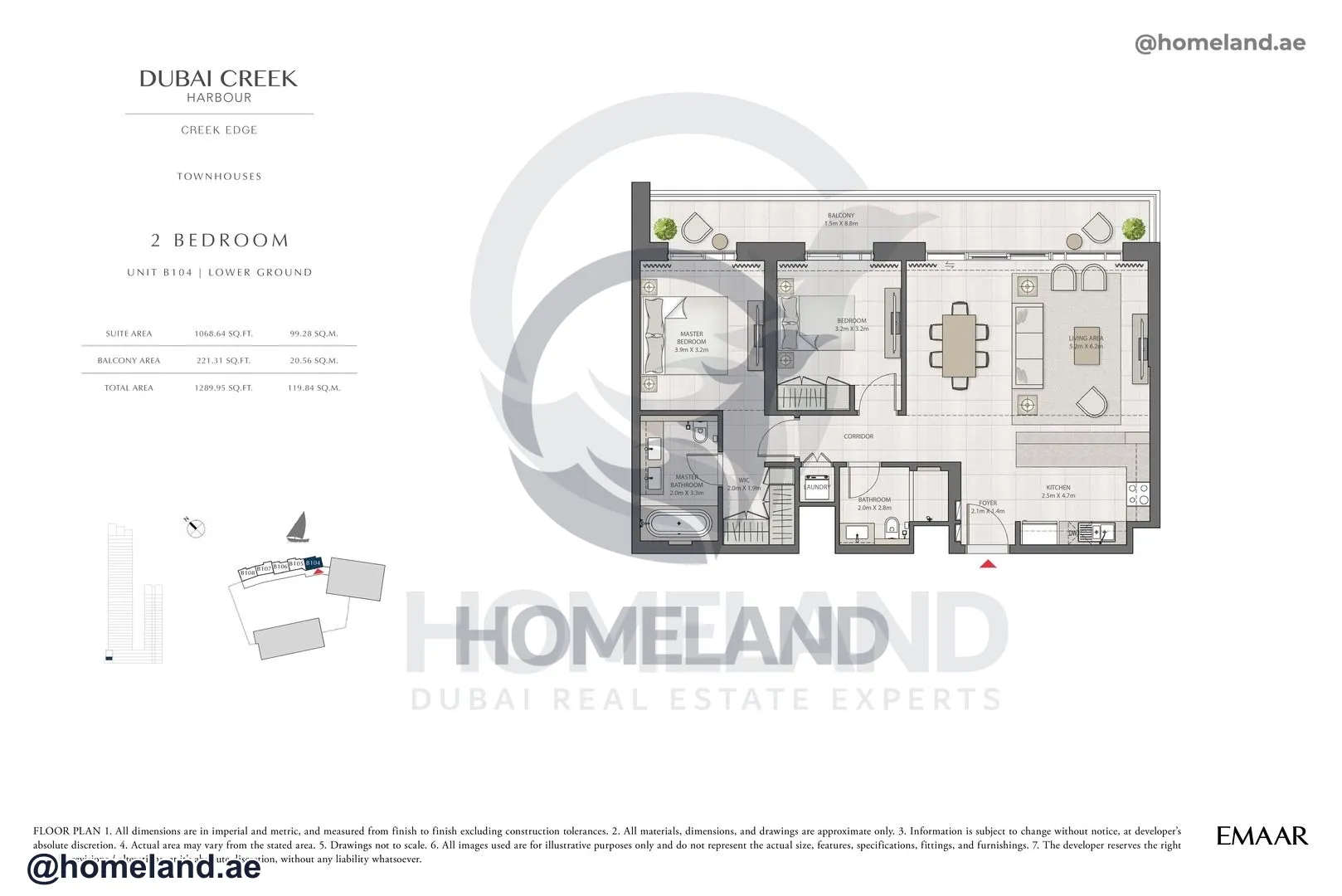 Creek Edge, Tower 2, 2 BR, Unit B104, Lower Ground, 1289 SQFT