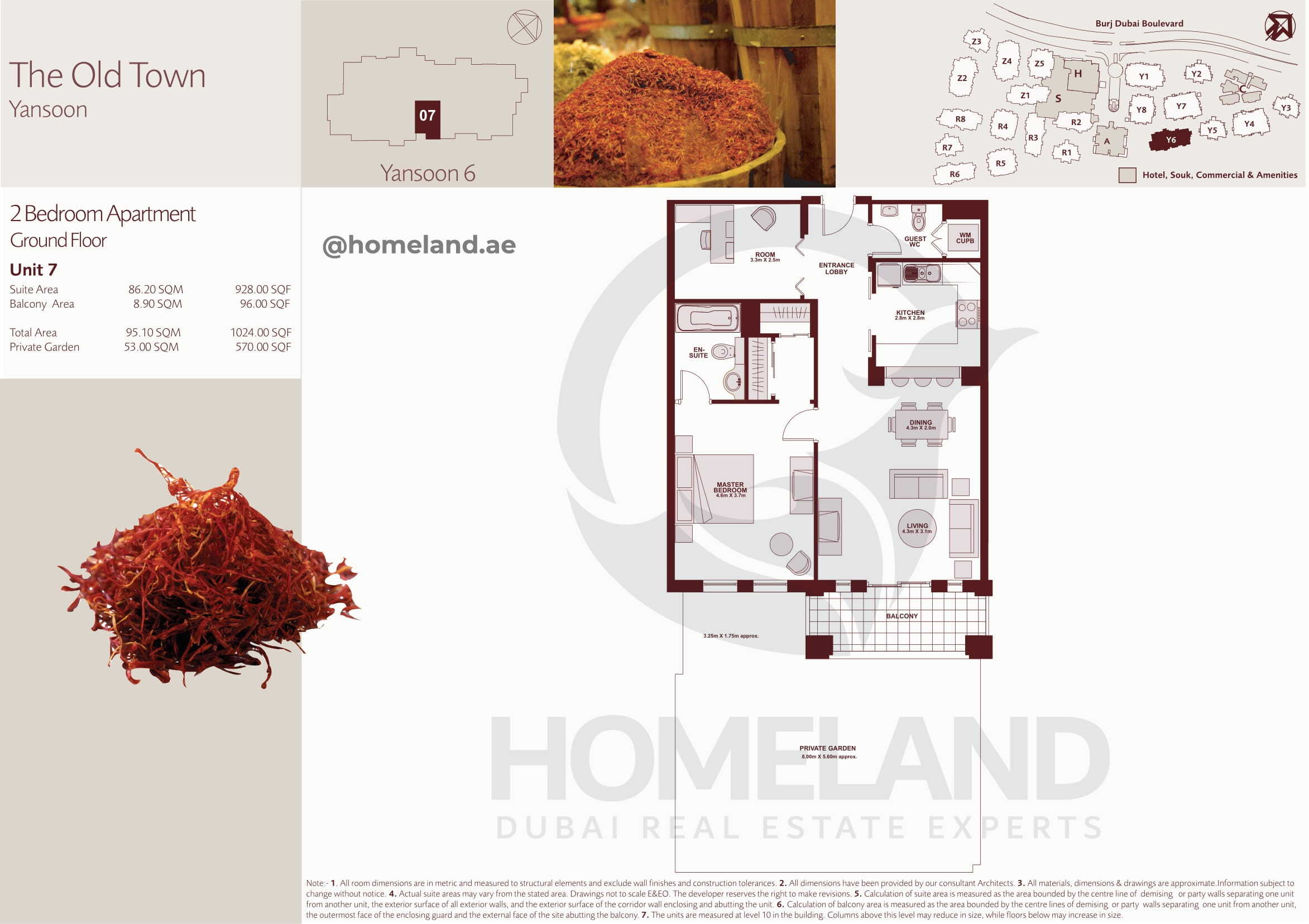 The Old Town Yansoon 6, Ground Floor, 2 BR, Unit 7, 1024+Garden SQFT