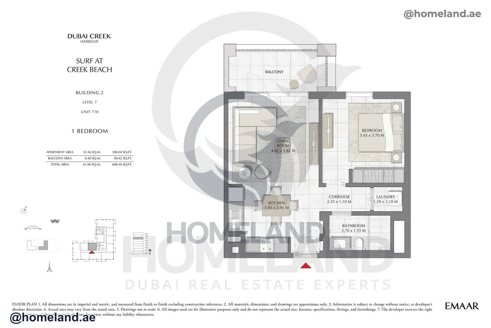 Surf, Building 2, Level 7, Unit 710, 1 BR, 688 SQFT