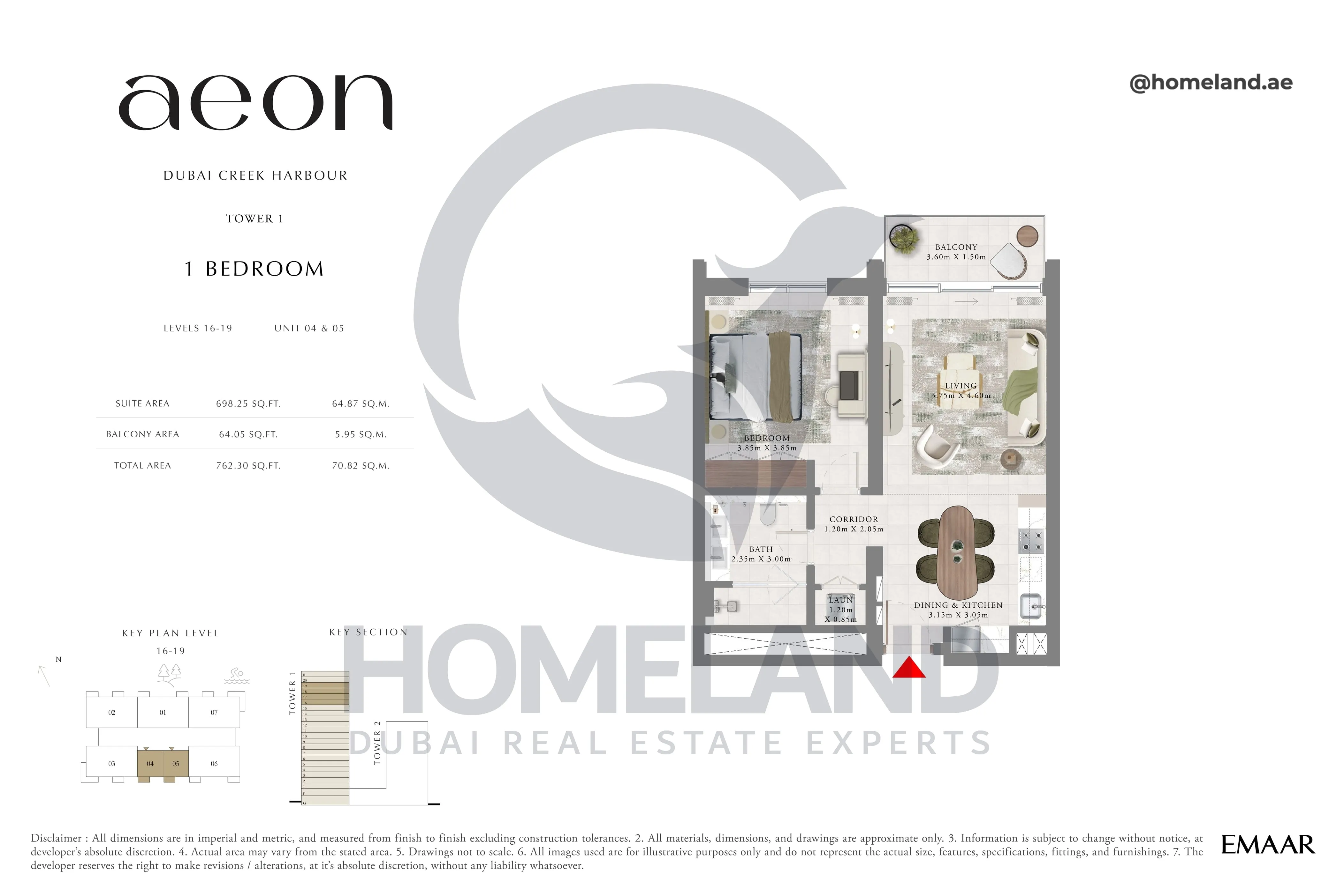 Aeon, Tower 1, 1 BR, Level 16-19, Unit 04-05, 762 SQFT