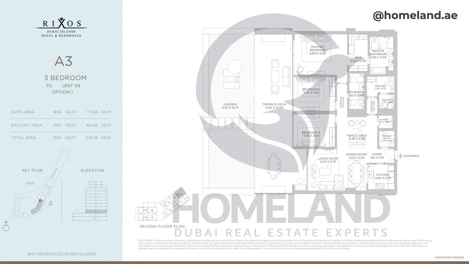 Rixos, A3, 3 BR, P2, Unit 09 Option 1, 3641 SQFT