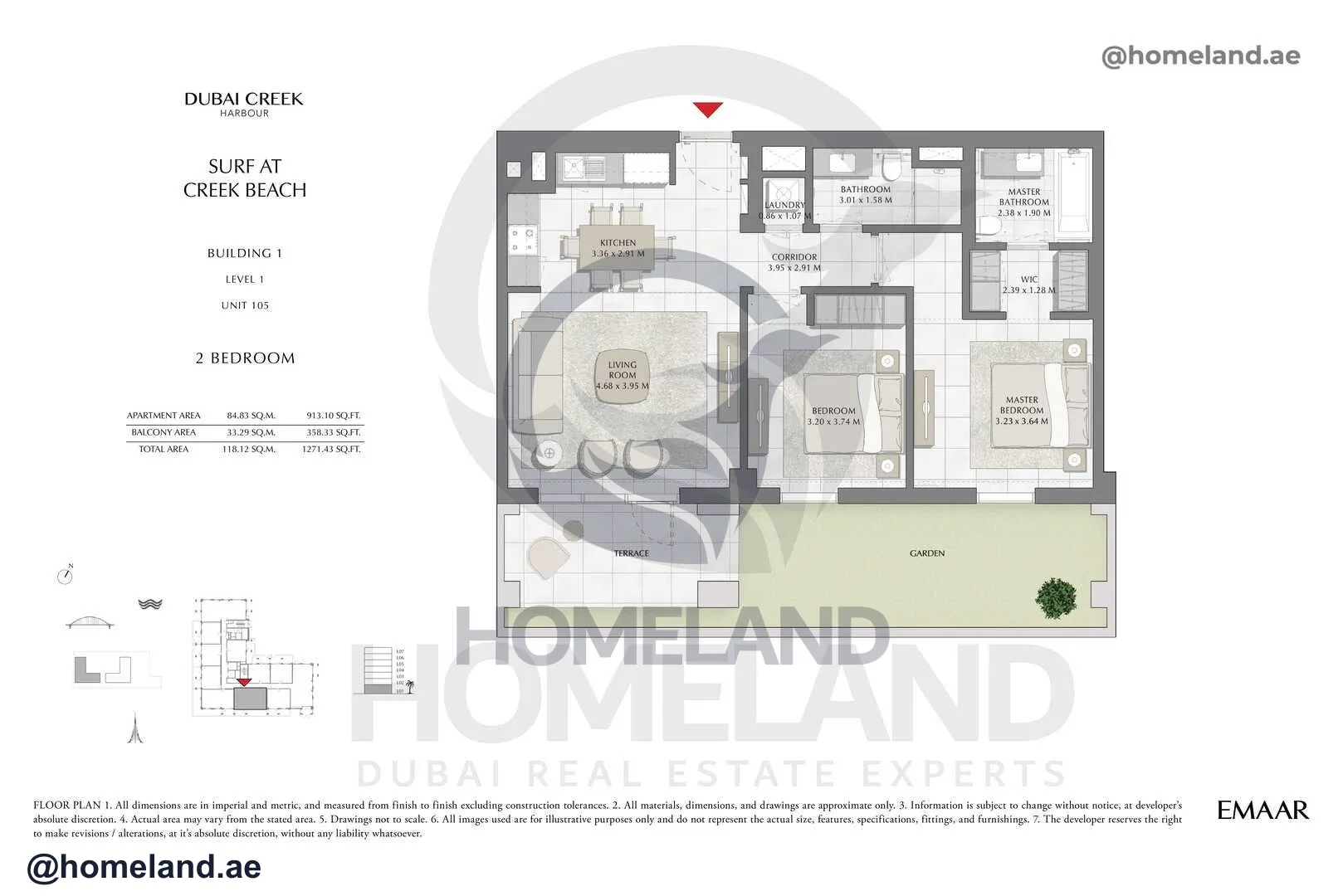 Surf, Building 1, Level 1, Unit 105, 2 BR, 1271 SQFT