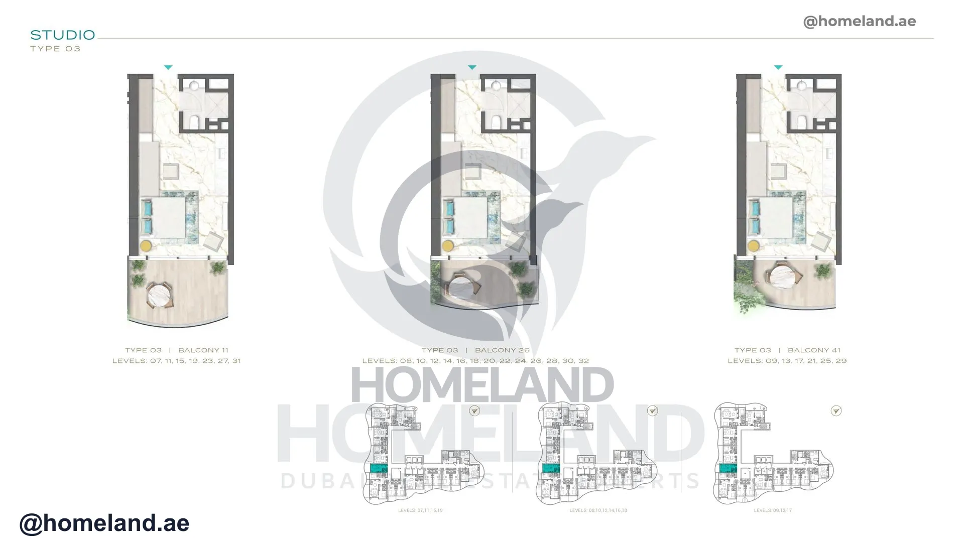 Chic Tower, Studio, Type 3, Balcony 11-26-41, Level 7-32