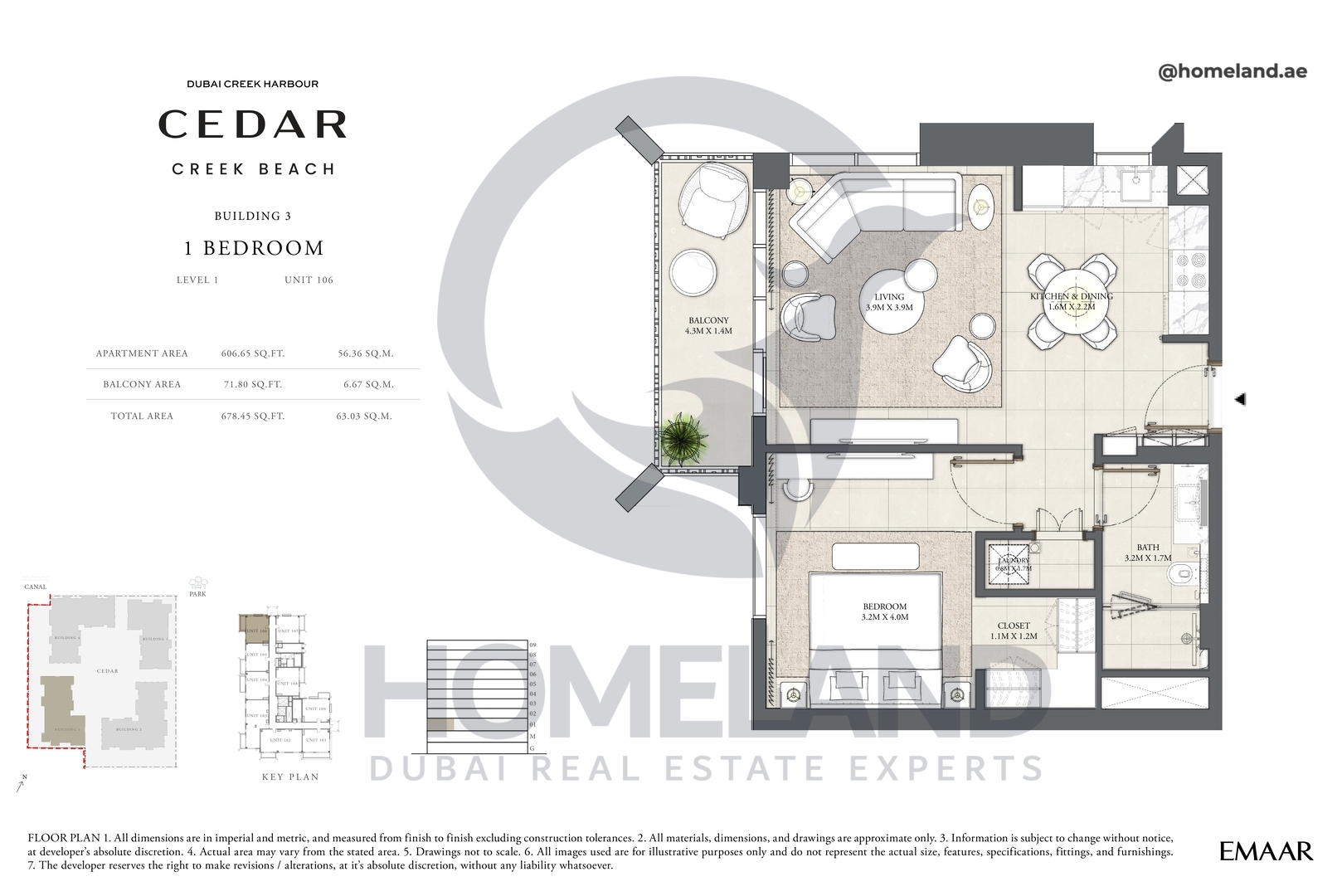 Cedar, Building 3, 1 BR, Level 1, Unit 106, 678 SQFT